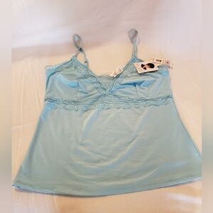 Plus Crystal Blue Lace Trim Camisole
